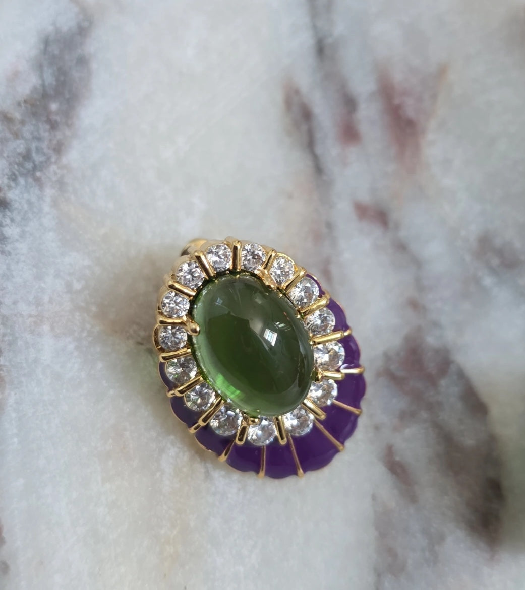 Vintage Style Enamel Cabochon Stud Earrings