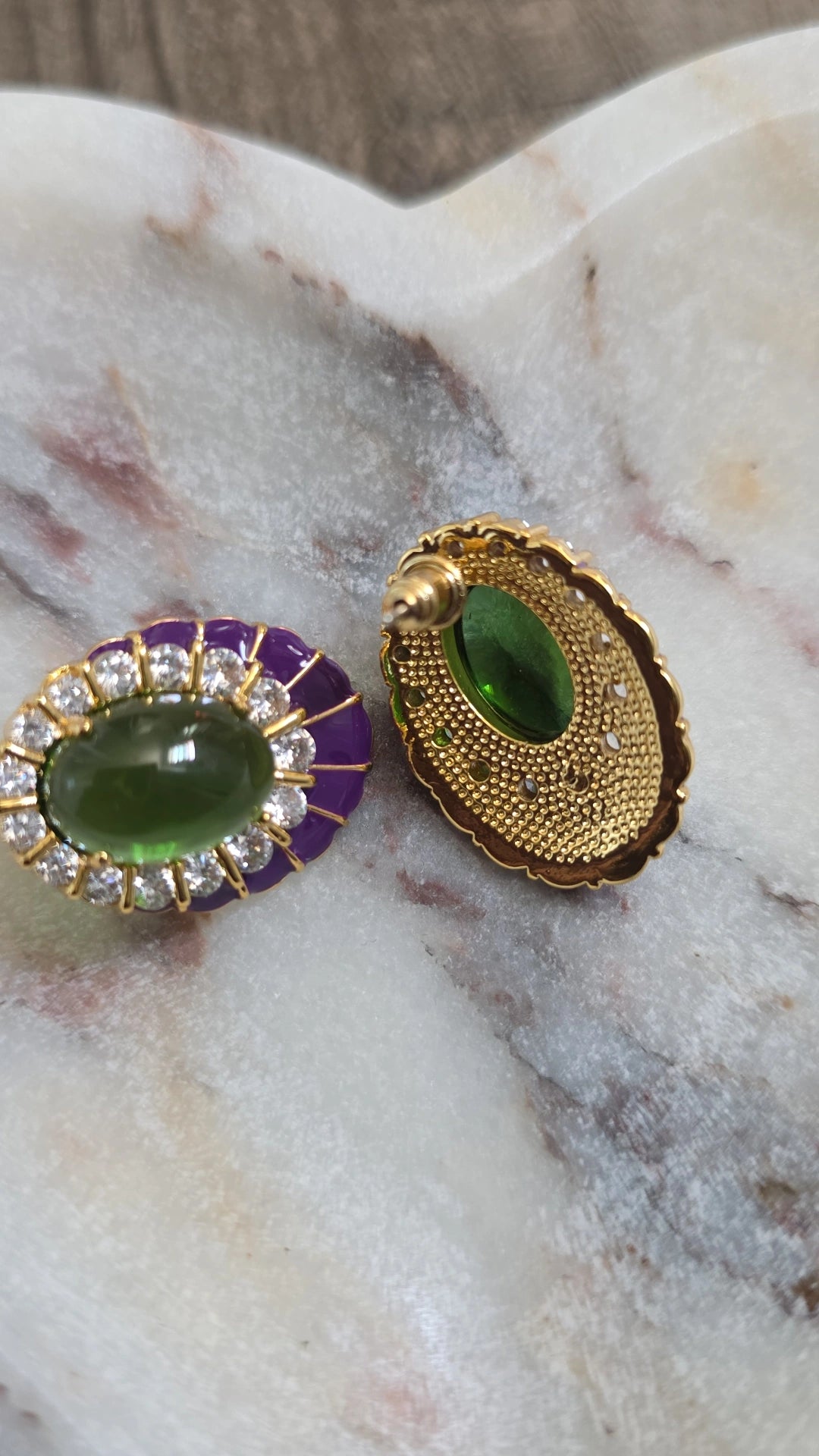 Vintage Style Enamel Cabochon Stud Earrings