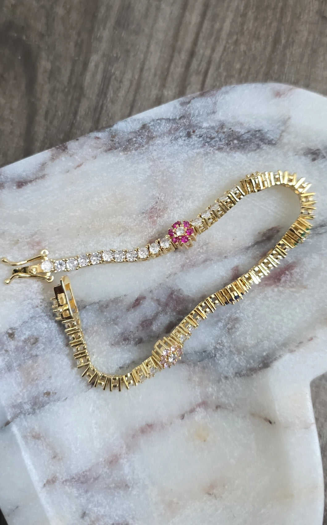 14K Gold dipped Multi-Color CZ Tennis Bracelet