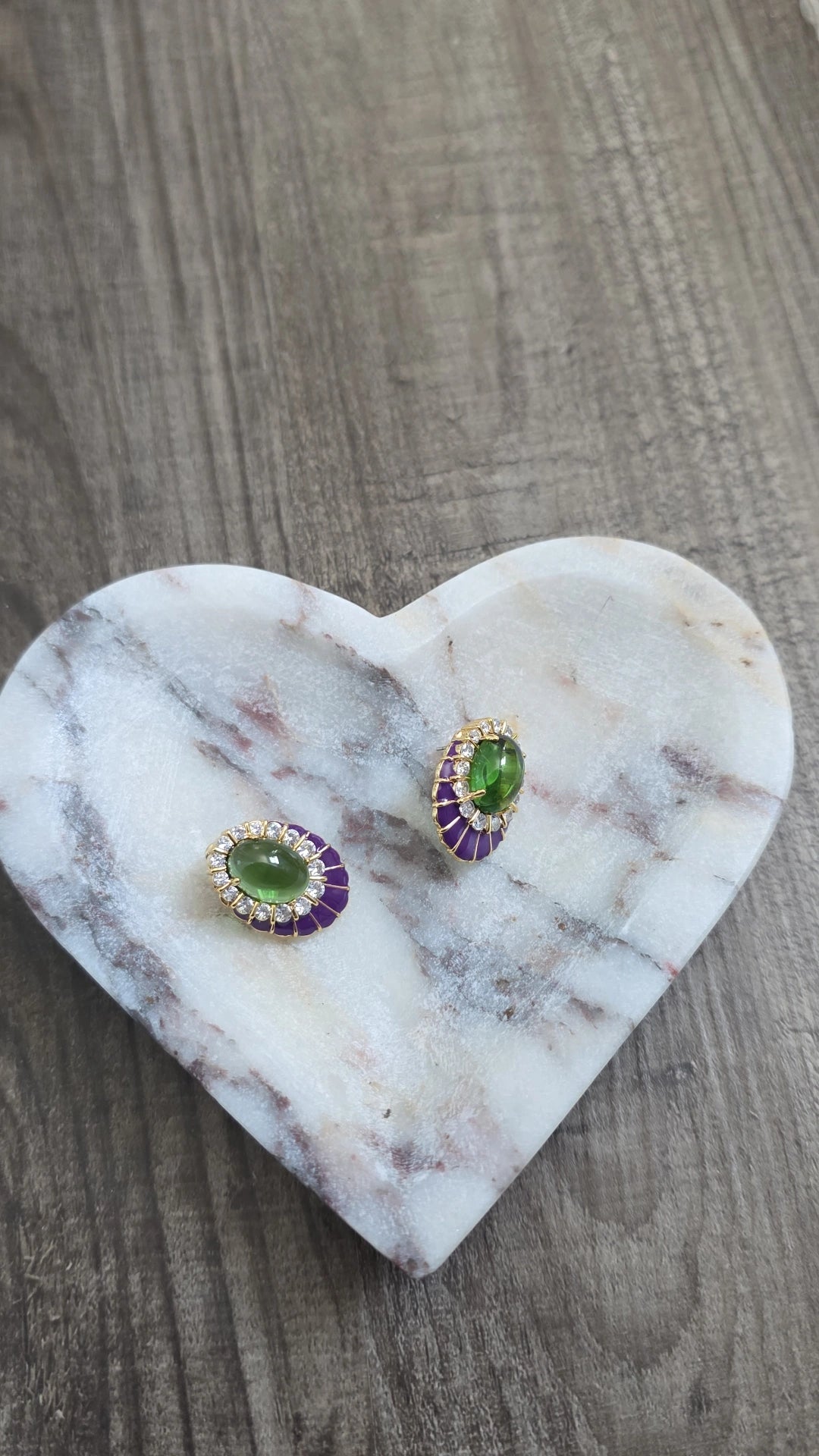 Vintage Style Enamel Cabochon Stud Earrings